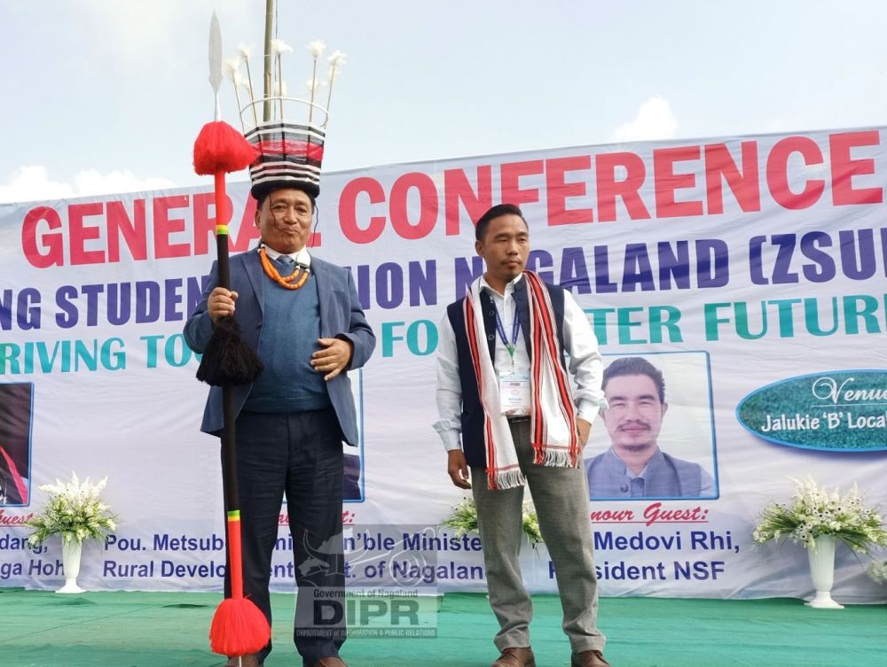 Minister for Rural Development Metsubo Jamir being felicitated. (DIPR Photo)